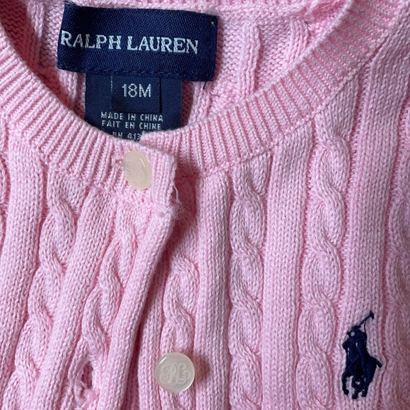 Ralph Lauren 18 month girl pink cable sweater - Picture 2 of 3